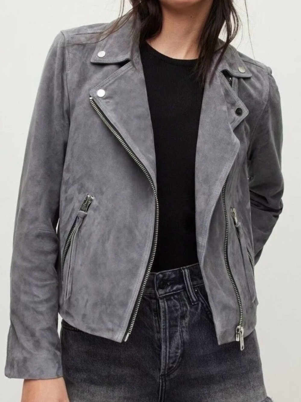 NWOT BLANKNYC Grey Suede Moto Jacket Size M